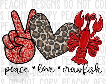 Peace Love écrevisses png, léopard écrevisses png, clipart écrevisses, dessins par sublimation, téléchargements par sublimation, sublimation png, ébullition d'écrevisses