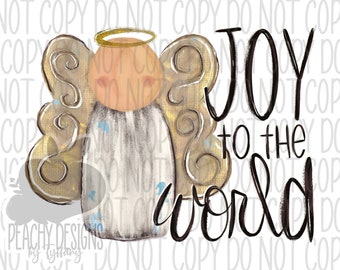 Joy to the World PNG, Christmas Design, Digital Download, DTG Designs, Angel Sublimation, Merry Christmas, Xmas Design, Christmas PNG