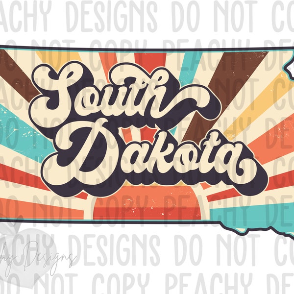 Retro South Dakota Png, South Dakota State, South Dakota Clipart, Sublimation designs, SD Design, State Clipart, Vintage South Dakota