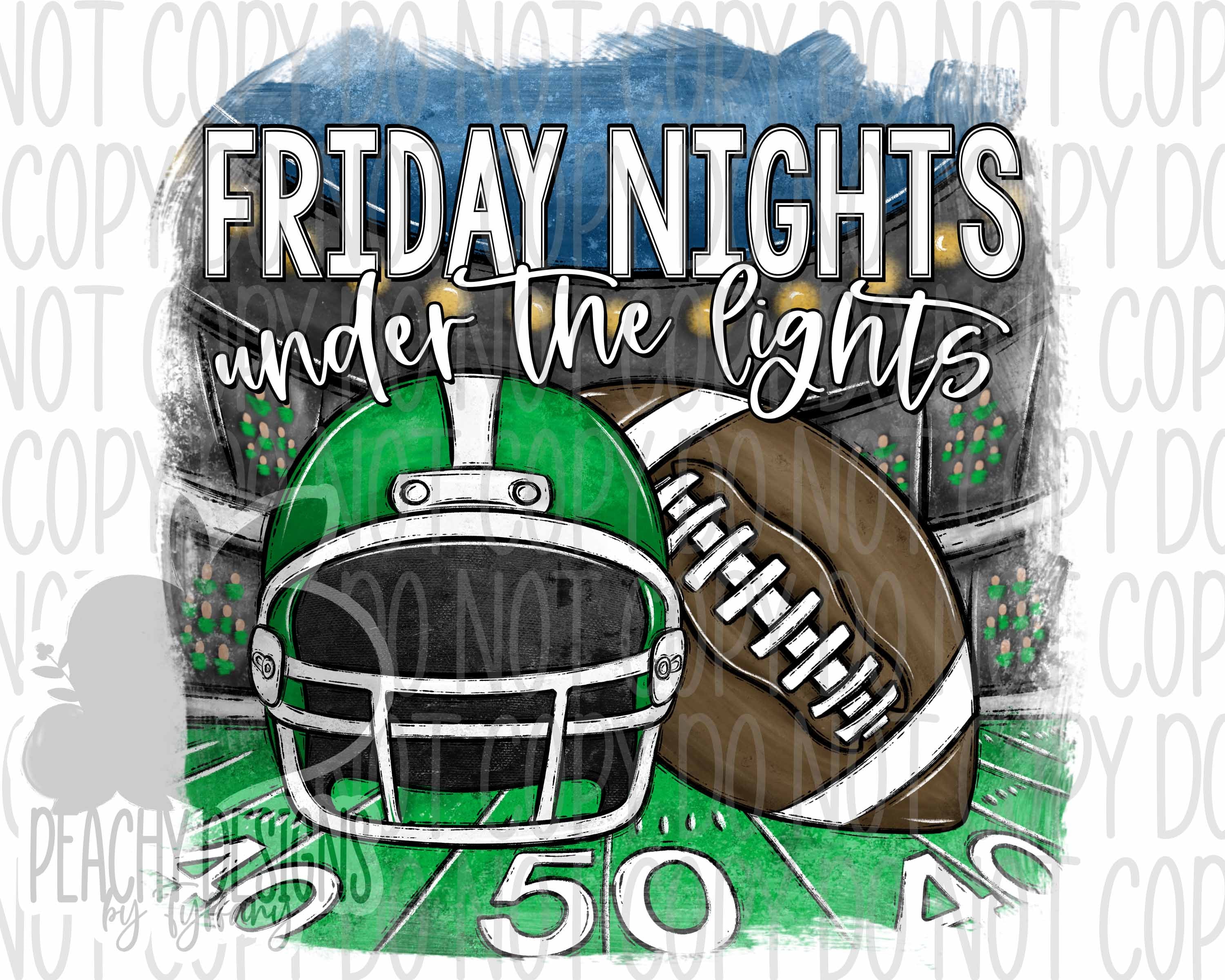 Friday Nights Under the Lights Football PNG | Hand-Drawn Design | High School Spirit | Digital Download