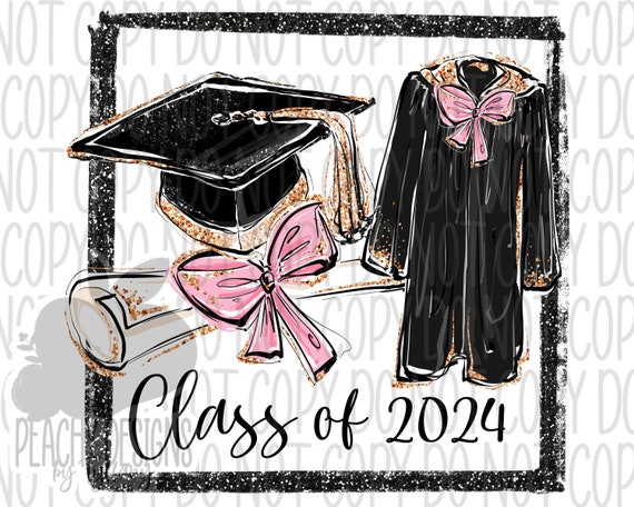 Graduation 2024 PNG, Cap & Gown Sublimation, digital download, graduation  clipart, Class of 2024, college, High School, Kindergarten