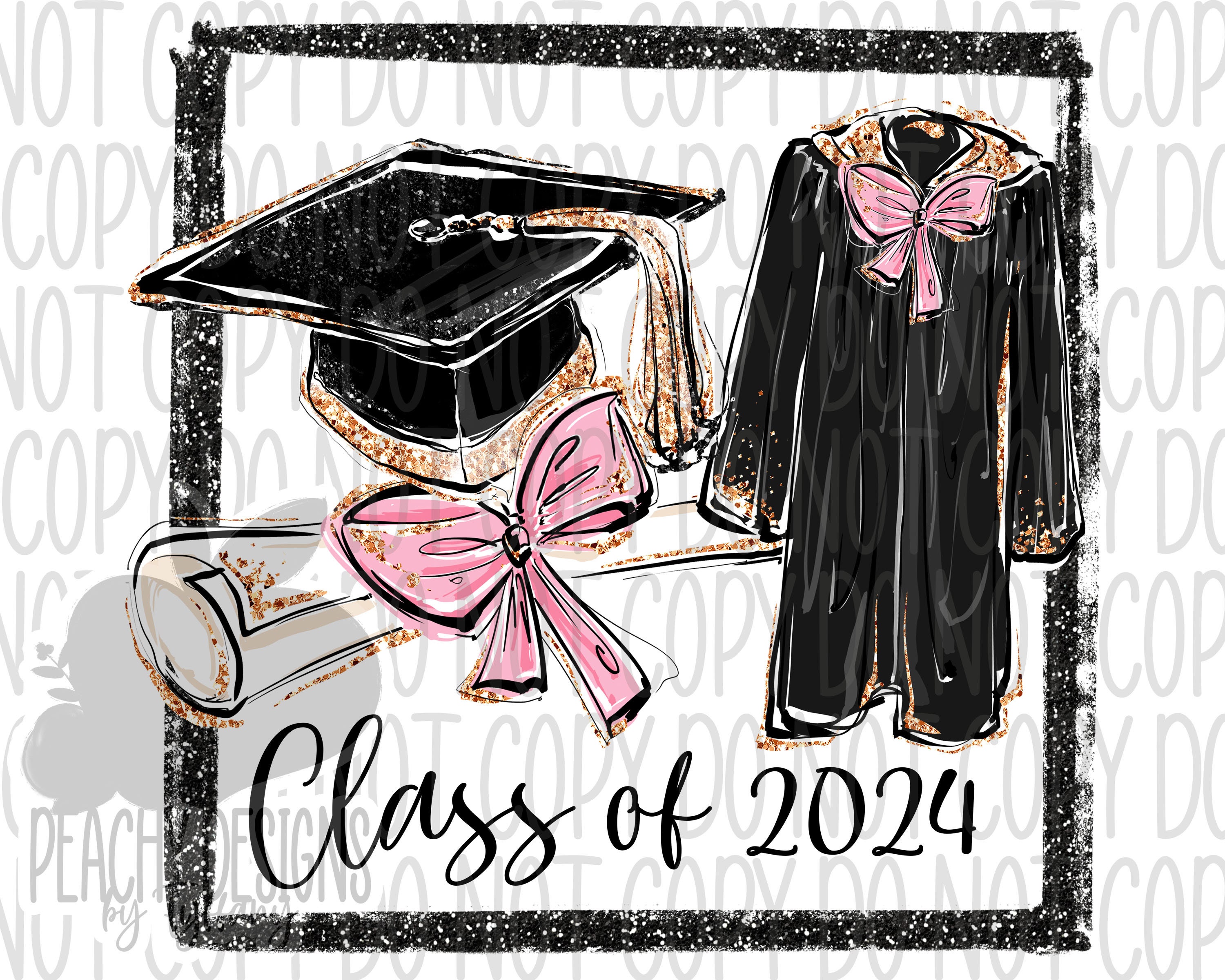 Graduation 2024 PNG, Cap & Gown Sublimation, Digital Download