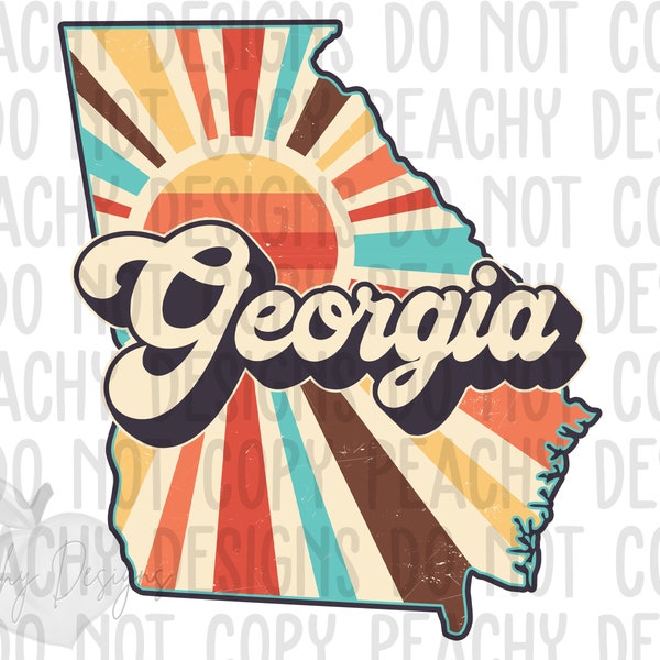 Retro Georgia Png, Georgia State png, Georgia Clipart, Sublimation designs, DTG, Georgia Sublimation Design, States Clipart, Vintage Georgia