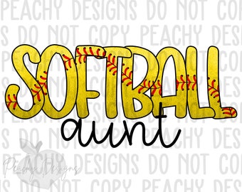 Softball Aunt png, Softball clipart, Softball png, Softball Sublimation, Digital Download, Love Softball, Cute Softball design, Softball DTG