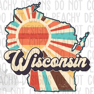 Retro Wisconsin Png, Wisconsin State, Wisconsin Clipart, Sublimation designs, Wisconsin Sublimation Design, State Clipart, Vintage Wisconsin