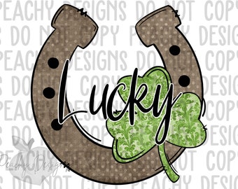 St. Patrick's Day Sublimation, Horseshoe Clover Png, Lucky Design, Digital Download, St Patrick's Day Png, St. Pattys Day Digital png, DTG