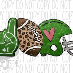 Number One Football Fan Sublimation, Football Png, Digital Download, Leopard, High School Football, DTG, Green Team Football, Sports Team