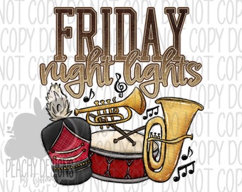 Friday Night Lights png, voetbal clipart, marcherende band, voetbalsublimatie, digitale download, rood, middelbare school voetbal