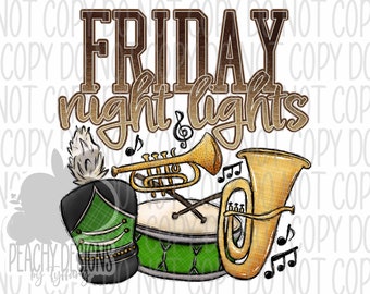 Friday Night Lights png, Football clipart, Marching Band, Football Sublimation, Digital Download, Green, Highschool Football