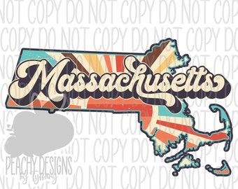 Retro Massachusetts Png, Massachusetts State, MA Clipart, Sublimation designs, Massachusetts, States Clipart, Vintage Massachusetts