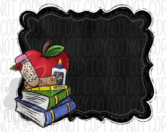 School Teacher Sign PNG, digital download, sublimation design, sublimation downloads, School supplies, Back to School, chalkboard background