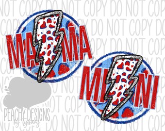 Mama Mini Lightening Blot png, July 4th sublimation, Patriotic, America, Vintage USA, memorial day, digital download, forth of July America