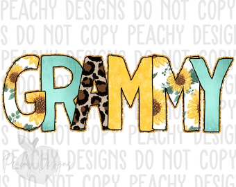 Grammy png, Sunflower clipart, Grandmother design, Grandma, Mothers day Sublimation, Digital Download, happy mothers day png, Leopard Granny