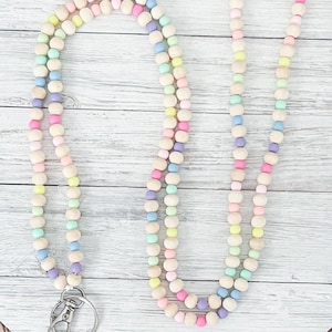 Rainbow Beaded Breakaway Lanyard, Beaded Lanyard, Rainbow Beaded Lanyard, Acrylic Beaded Lanyard, Teacher Lanyard, Rainbow Beads