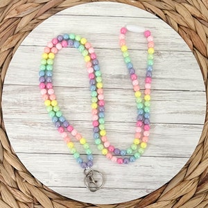 Rainbow Beaded Breakaway Lanyard, Beaded Lanyard, Rainbow Beaded Lanyard, Acrylic Beaded Lanyard, Teacher Lanyard, Rainbow Beads