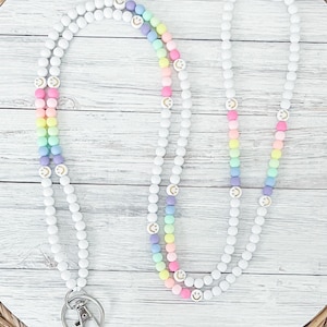 Rainbow Beaded Breakaway Lanyard, Beaded Lanyard, Rainbow Beaded Lanyard, Acrylic Beaded Lanyard, Teacher Lanyard, Rainbow Beads