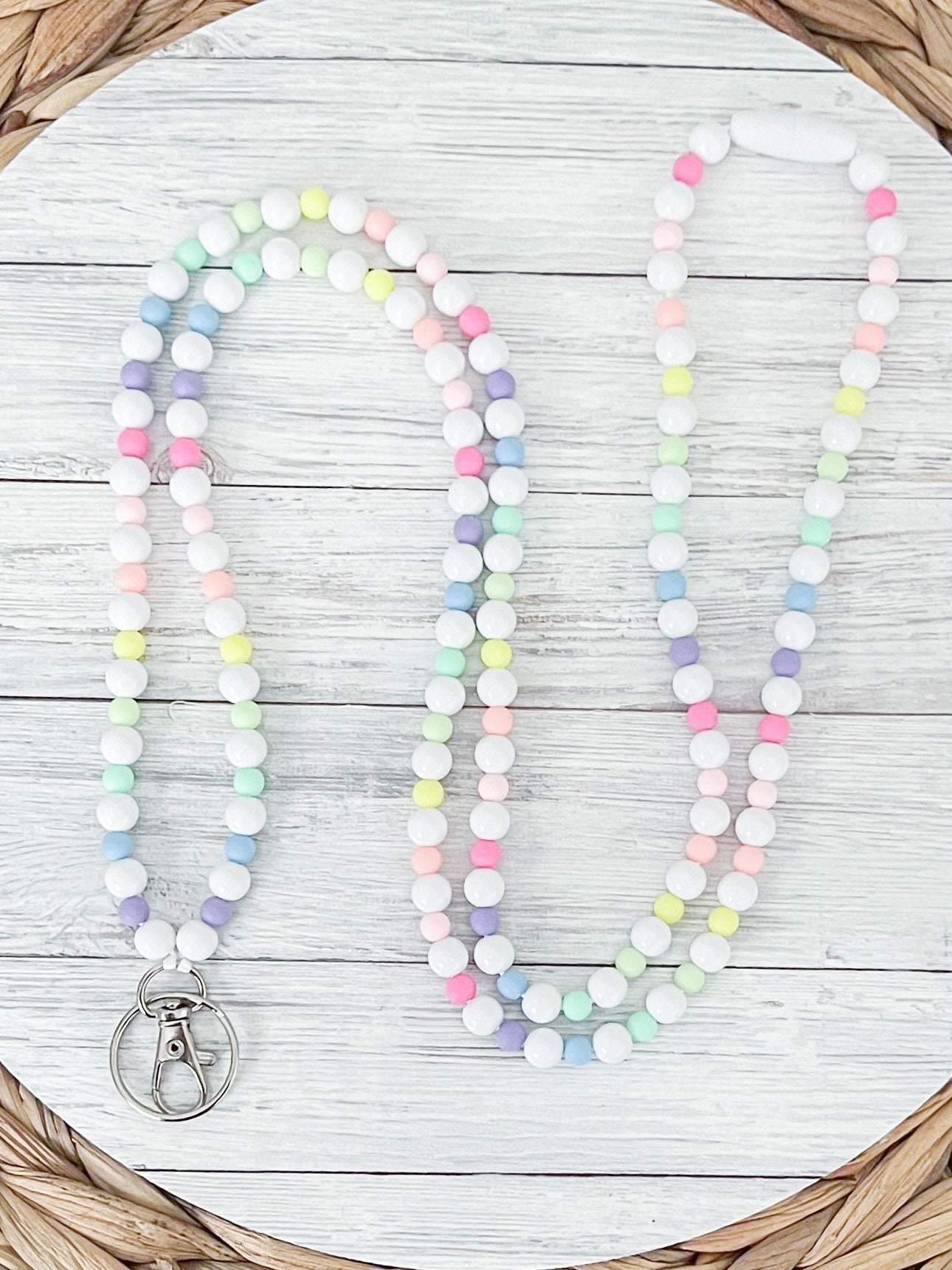 Rainbow Beaded Breakaway Lanyard, Beaded Lanyard, Rainbow Beaded Lanyard, Acrylic Beaded Lanyard, Teacher Lanyard, Rainbow Beads