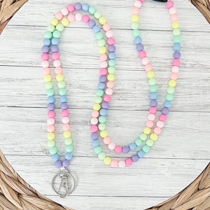 Rainbow Beaded Breakaway Lanyard, Beaded Lanyard, Rainbow Beaded Lanyard, Acrylic Beaded Lanyard, Teacher Lanyard, Rainbow Beads
