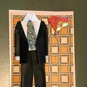 Postal de feliz cumpleaños de origami para hombre, tarjeta de felicitación para fiesta, camisa, abrigo, corbata, traje, corazón, globo, celebración, amor, amistad, alegría