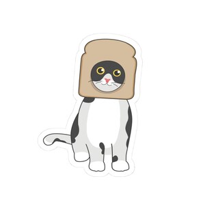 Cat in Bread Hat Stickers, Fun Cat Stickers, Laptop Decals, Cute Pet Gifts, Cat Lovers