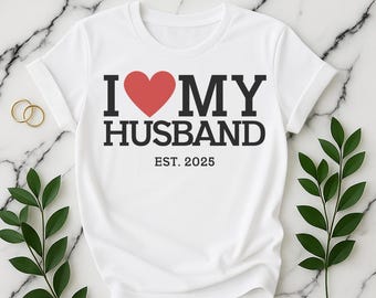 Ensemble de chemises personnalisées pour mari et femme de l'année, t-shirts pour couple assortis, cadeau de mariage, tenues de lune de miel pour jeunes mariés, chemises d'anniversaire