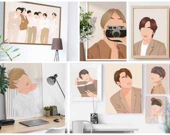 Printable BTS Aesthetic Wall Art - BTS Room Decor - Boho Wall Print - Kpop Prints Minimalist - Photocards