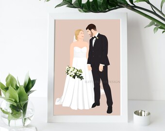 Our Life Story : This is Us - Custom Bridal Portrait Faceless Illustration From Photo - Wedding Anniversary - Gift