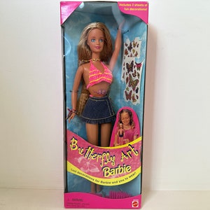 Butterfly Art Barbie Doll, Mattel, Vintage 1998, w/ temporary tattoos, NIB