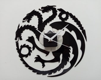 Horloge murale disque vinyle découpe laser DRAGON