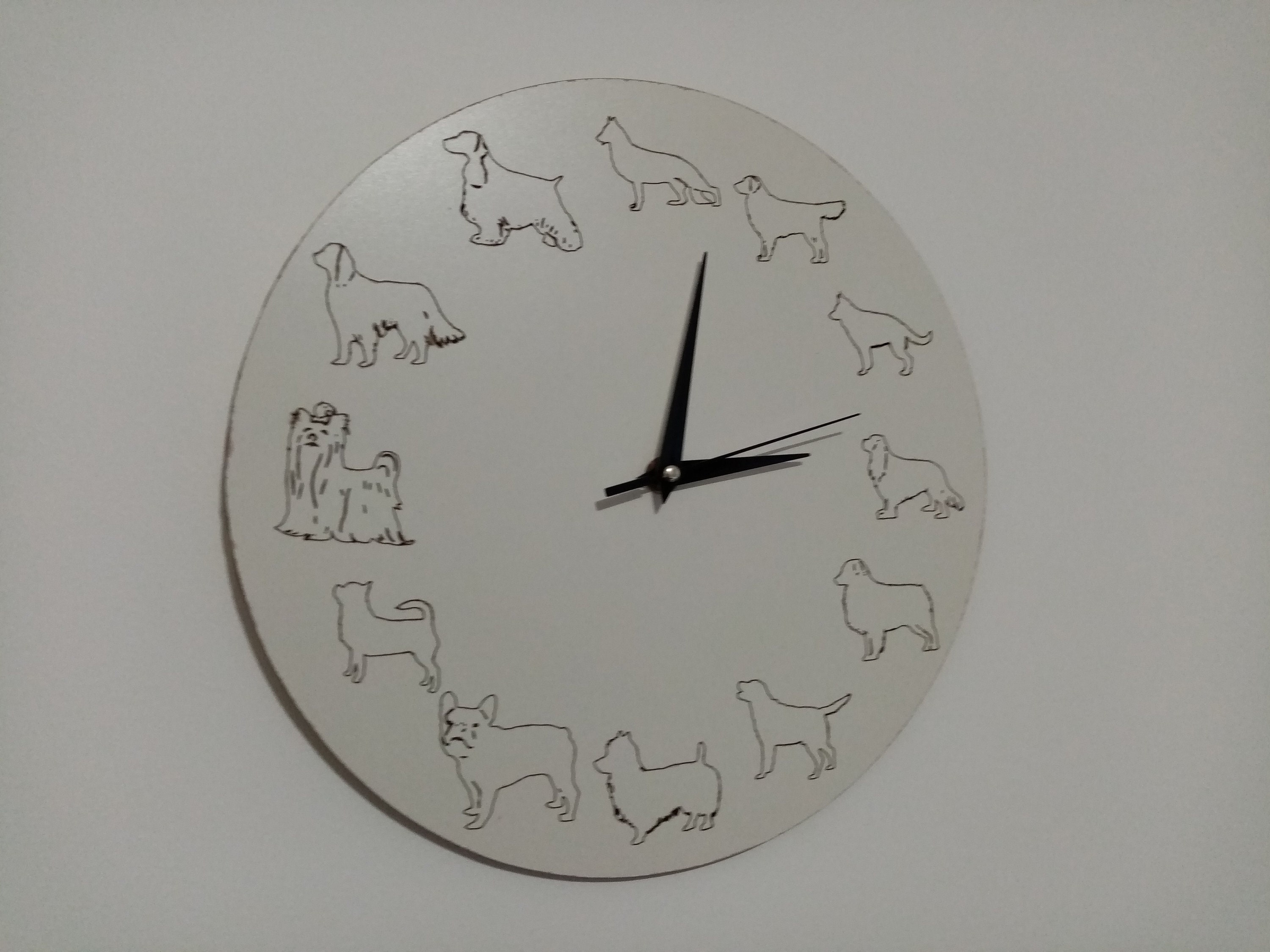 Horloge Murale en Bois Mdf Décors 12 Chiens