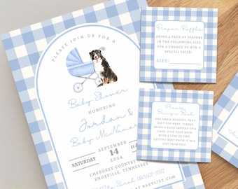 Baby Shower Insert Cards Gingham Check