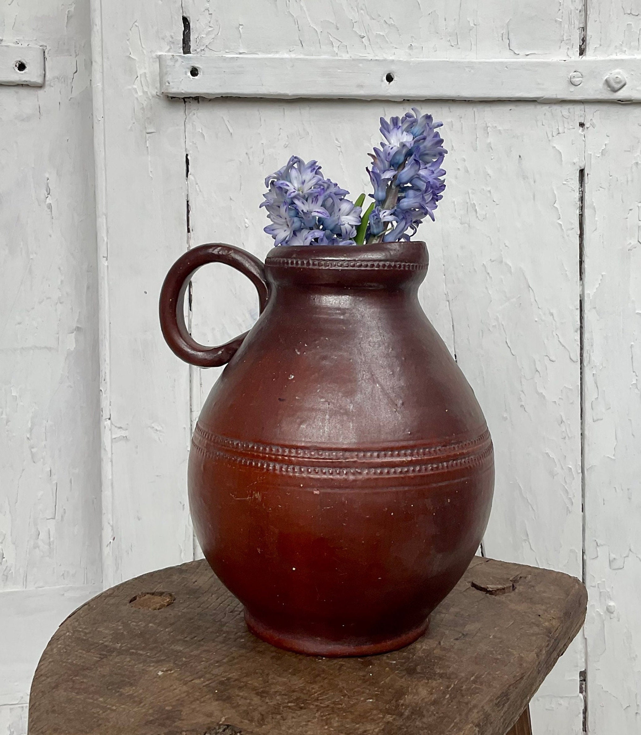 Anglais 19Ème Siècle Sel Émaillé en Grès Baluster Ale Jug Pitcher Vase Redware