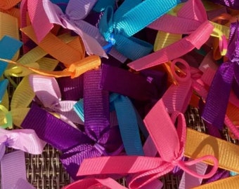 100 Dog Grooming Bows - Plain Mixed Colours