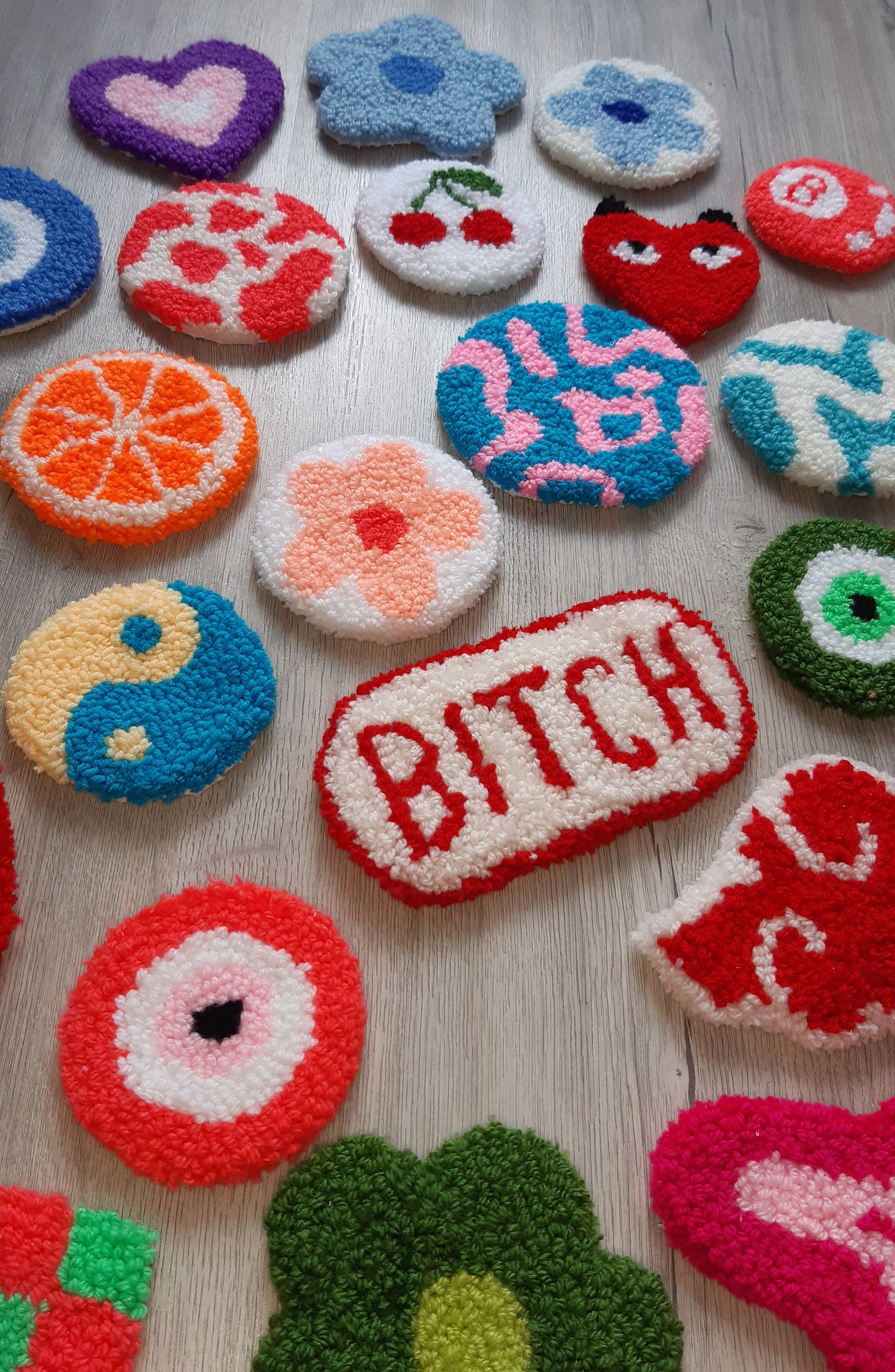 Rug Punching Coasterrug Coasteraesthetic Coasterevil Eye Etsy