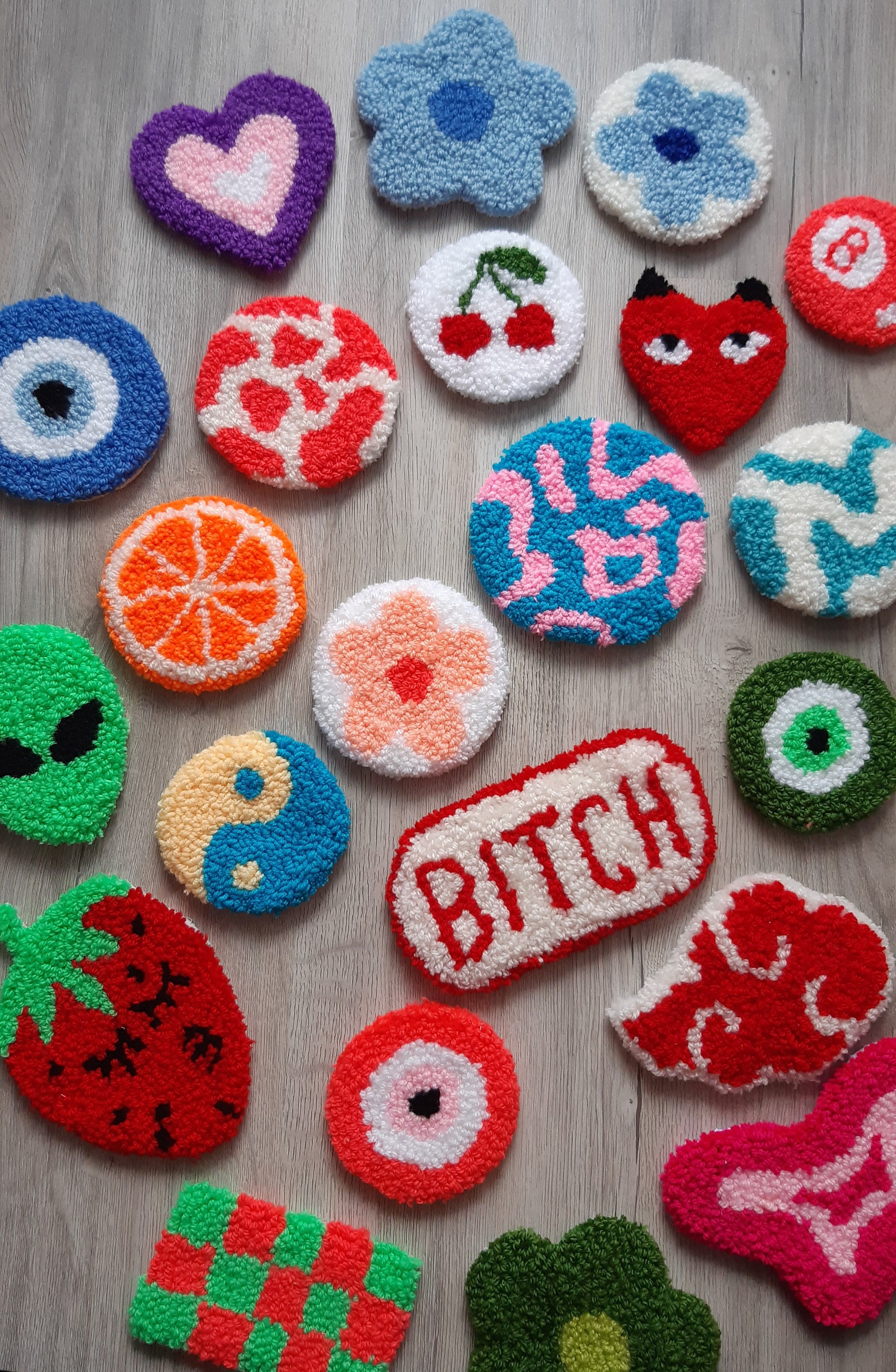 Rug Punching Coasterrug Coasteraesthetic Coasterevil Eye Etsy