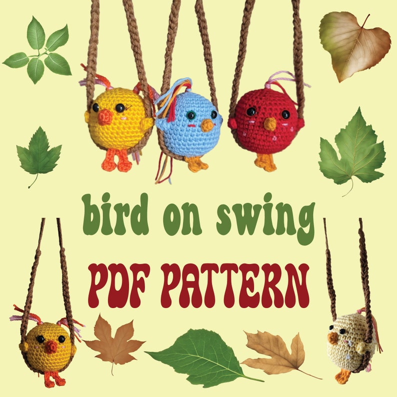 Bird on Swing, Bird Crochet Pattern and Step by Step Photos, Crochet