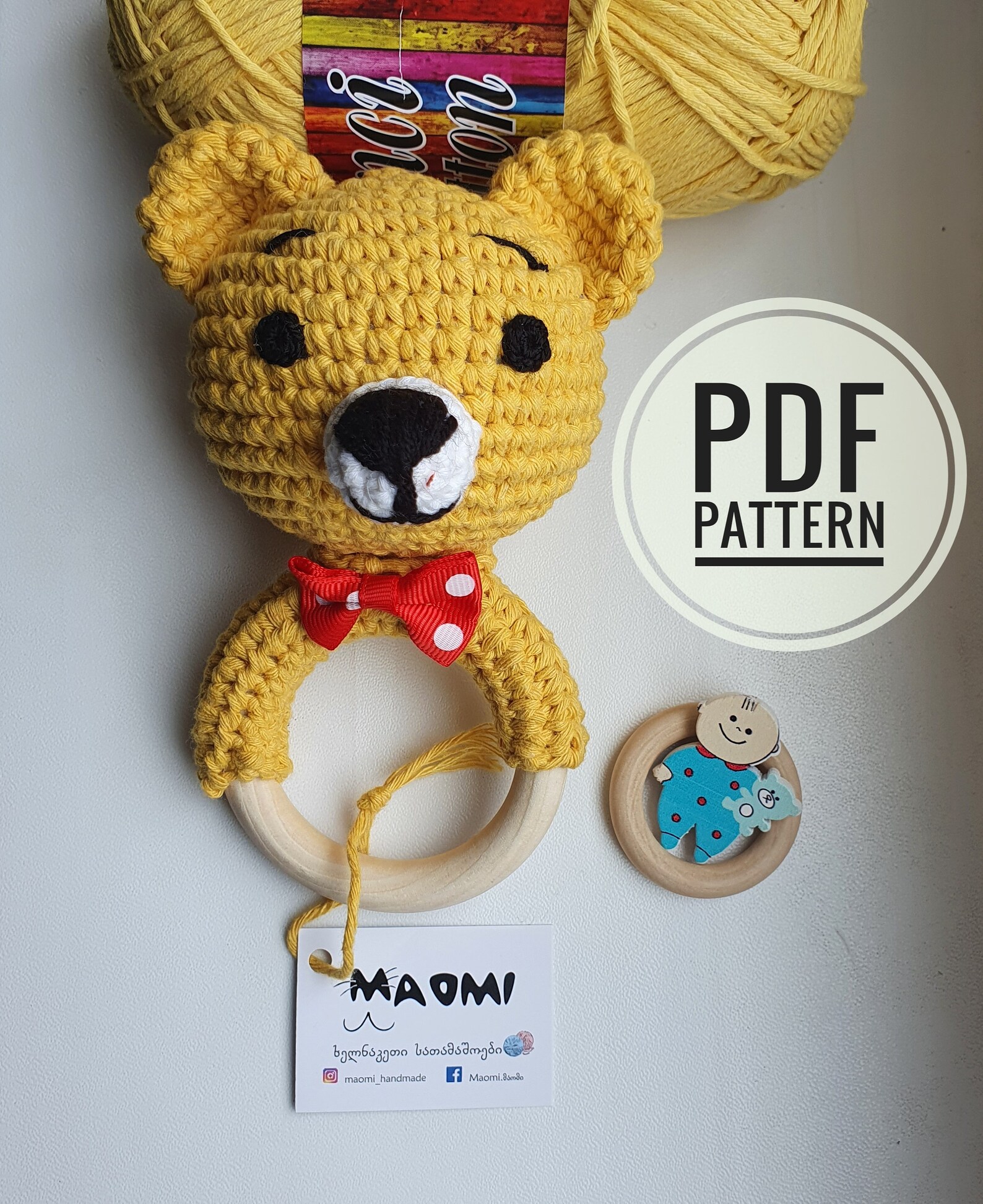 Amigurumi Pattern Baby Rattle Bear Crochet Patterns . Rattle Wooden