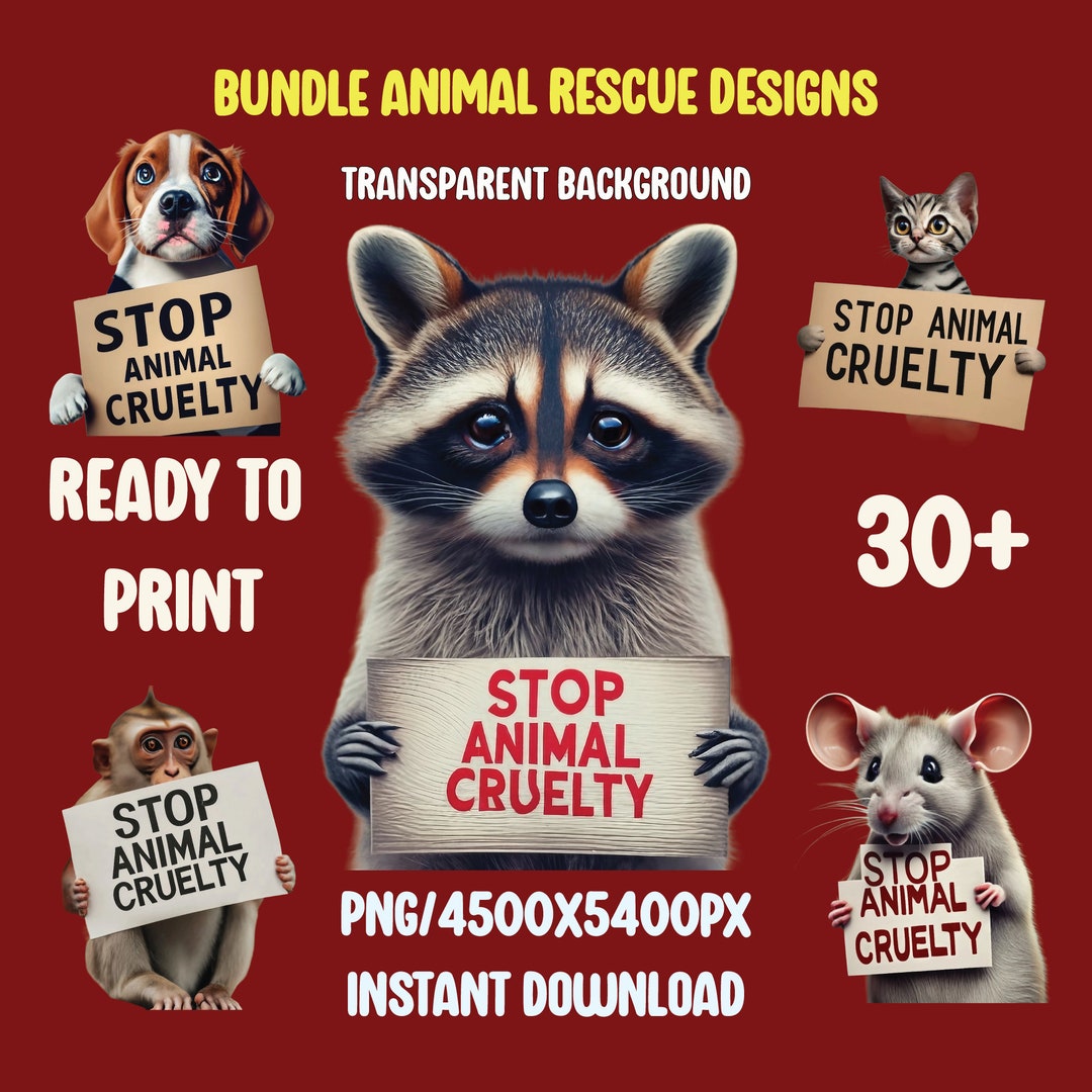 Stop Animal Testing PNG Anticruelty Designs Animal Rights Etsy
