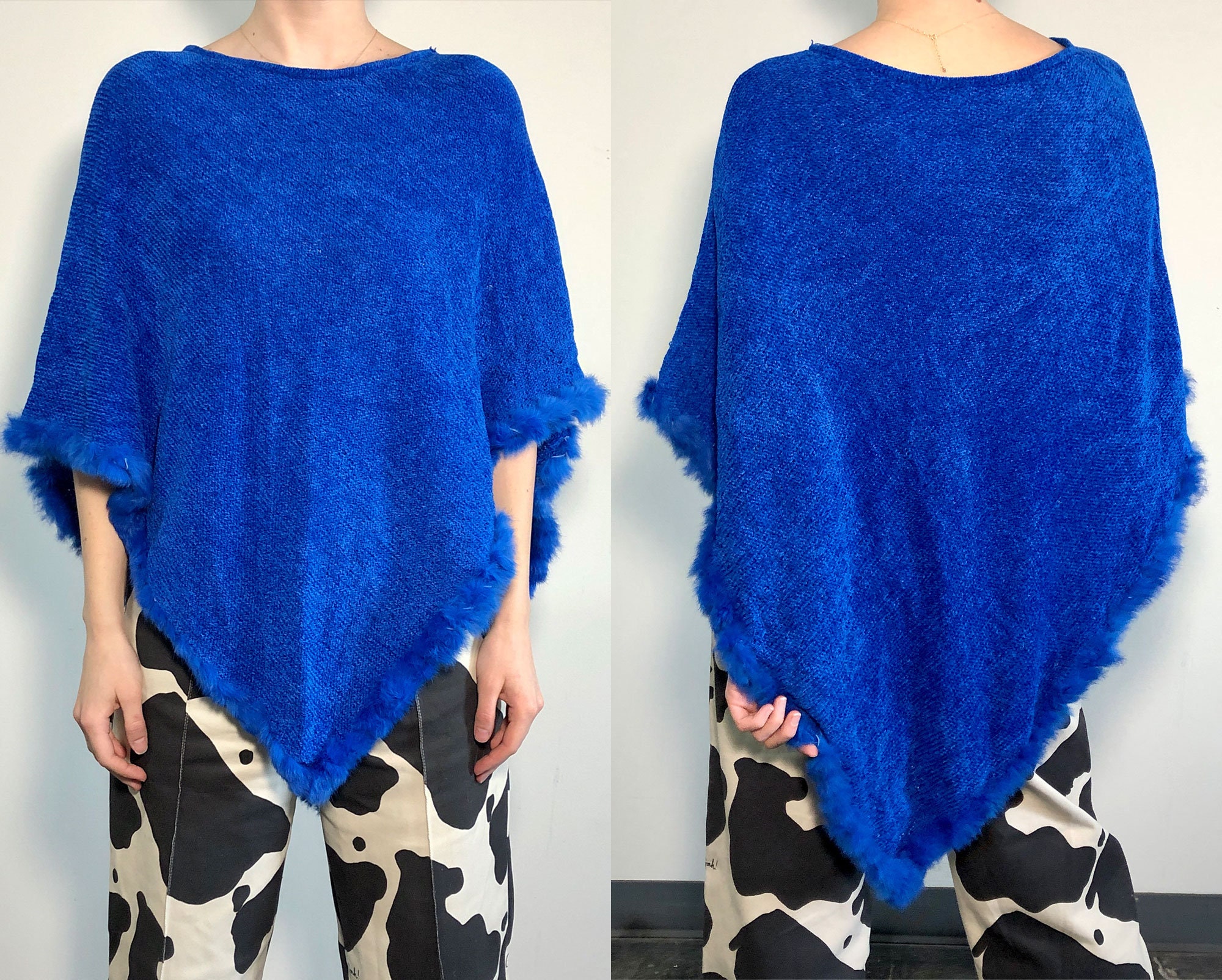 Vintage 00s VIOLENT Blue Poncho 2000s 