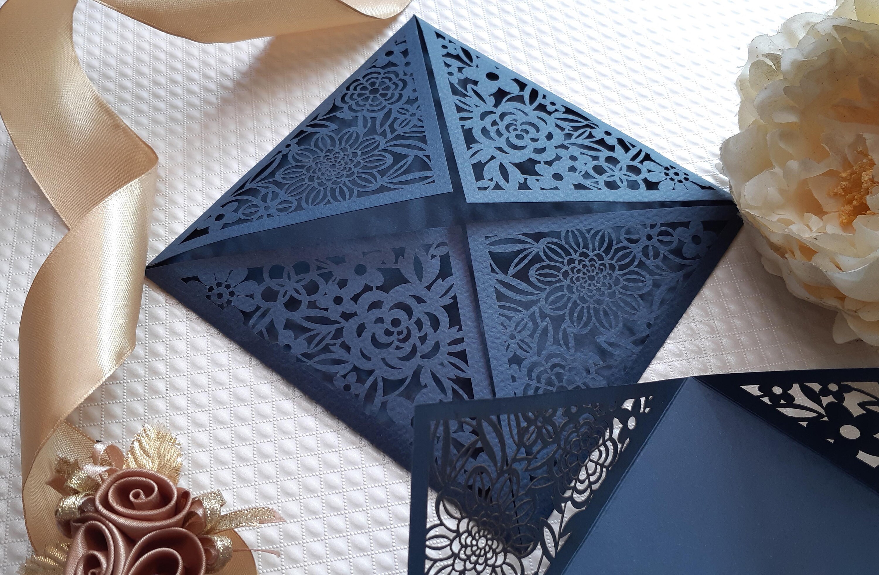 Laser Cut Invitation Covers Pocket ONLY Floral 4 Flaps 3 Etsy