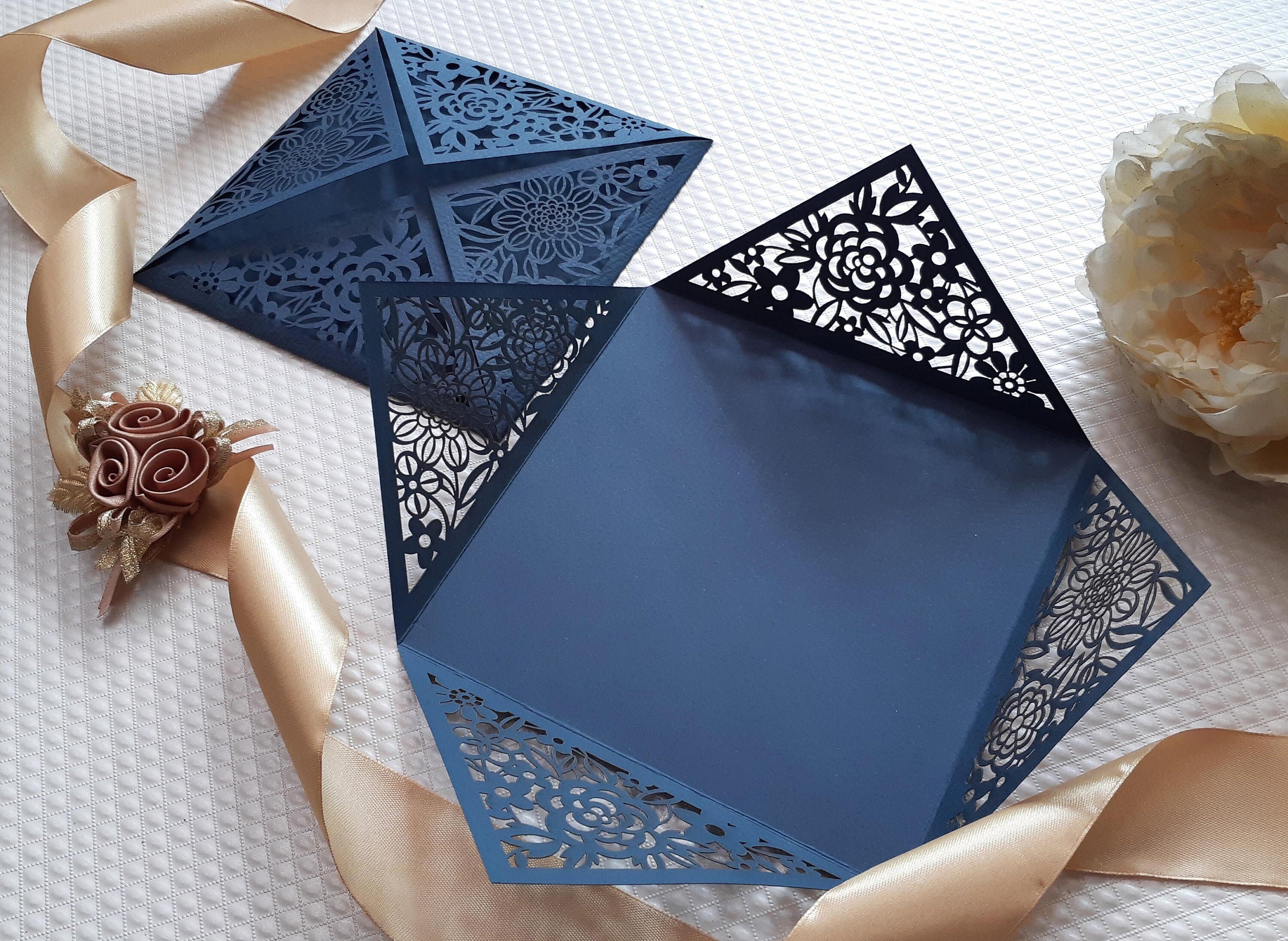 Laser Cut Invitation Covers Pocket ONLY Floral 4 Flaps 3 Etsy