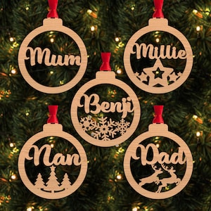 Personalised Christmas Bauble, Wooden Xmas Tree Decoration Hanging Ornament. Christmas tree Décor wood,