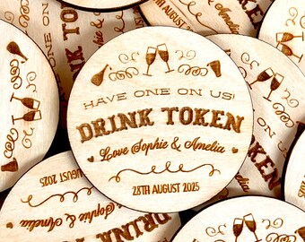 Personalised Birch Drink Tokens Wedding Favours Circlesparty - Etsy