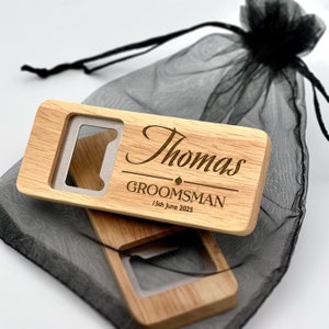 Personalised Groomsman Engraved Wooden Rectangle Bottle Opener for Best man, Usher, Groomsman, and more – Perfect Wedding Party Gift