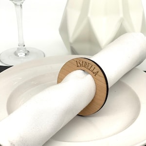 Holz Serviettenring gravierte Hochzeit Ort Tischnamen, Einstellungen