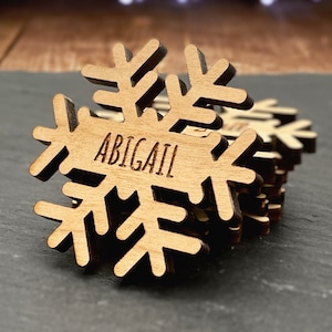 Personalised Christmas Snowflake Place Names Decorations ornaments, Xmas table decorations, festive décor