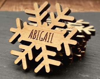 Personalised Christmas Snowflake Place Names Decorations ornaments, Xmas table decorations, festive décor