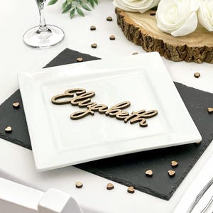 Cartões de nome de mesa de casamento de madeira - Carvalho cortado a laser, nogueira, decoração de mesa ao ar livre de cerejeira, lembranças de assentos para convidados, desconto em massa