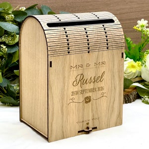 Personalised Wedding Card Box, Rustic Wooden Wedding Decoration and Keepsake Gift Box image 1