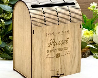 Personalised Wedding Card Box, Rustic Wooden Wedding Decoration and Keepsake Gift Box